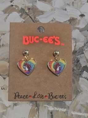 Buc-ee's tie dye earrings